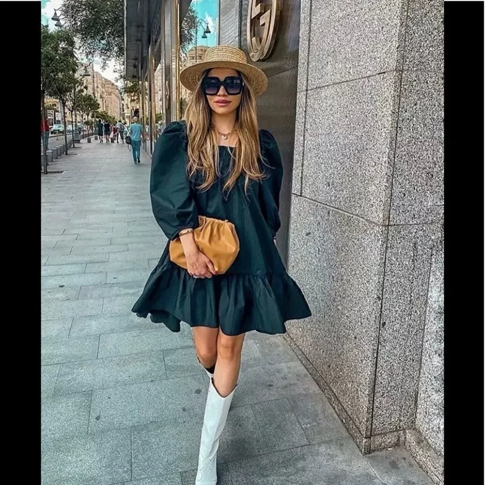 Puff Sleeve H&M dress bloggers fav black - Picture 2 of 10